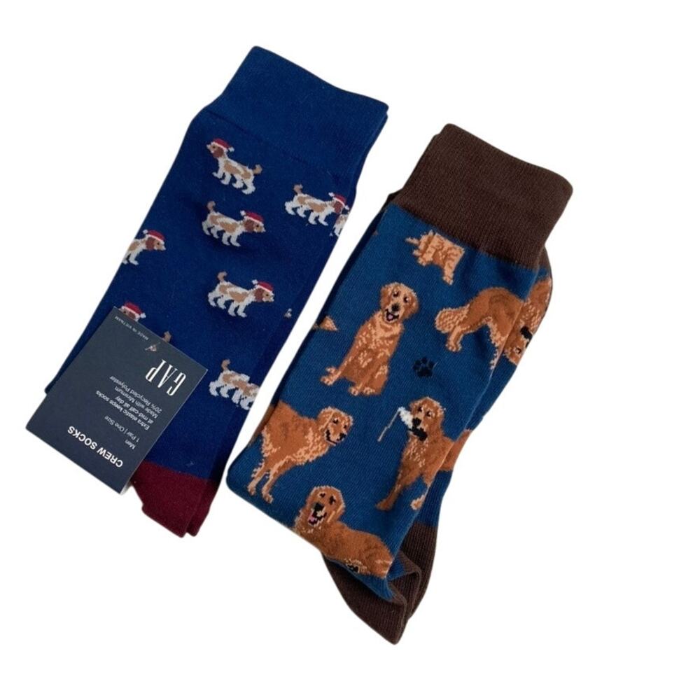 Gap Mens Novelty Dog Crew Socks - Two Pair - One Size